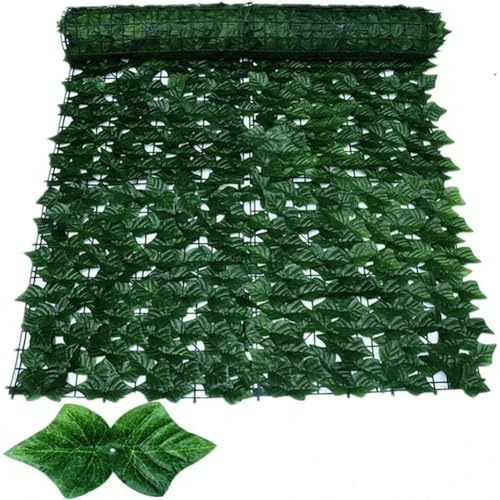 Seto de hiedra verde artificial, 50 x 100 cm, planta sintética para decoración del hogar, jardín, balcón, valla de hojas sintéticas al aire libre, exuberante vegetación para una mayor privacidad