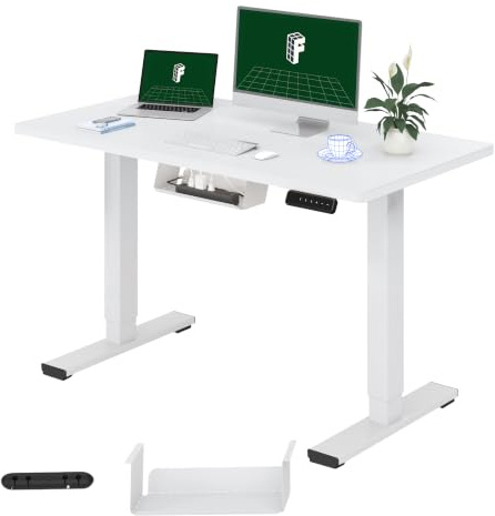 FLEXISPOT E1 ONE PIECE Electric Standing Desk Height Adjustable Sit Stand Desk with Memory Smart Panel(100 * 60cm, White)