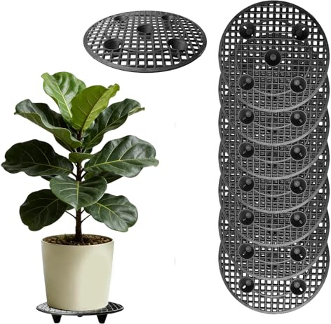 GOEDCH 8 stycken svart blomkruka gallermatta: 30 cm blomkruka meshdynor, plast blomkruka underlägg, blomkruksgaller mattor, bonsai rutnät för inomhus- och utomhusbruk, bonsai dränering gallermatta