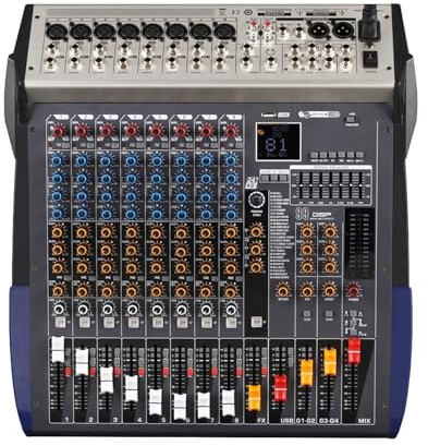 Audio Mixer, 8/16 Channel Mixer Stage Performance Family KTV Live USB MP3 Playback Dj Controller for Studio Karaoke(8 channel)