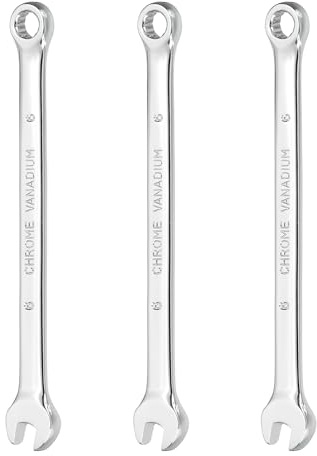 QUARKZMAN 3 Piezas De Llave Combinada 6mm Métrica De 12 Puntos Y Extremo Abierto De Herramienta De Doble Extremoes Tuberías Muebles Maquinaria Reparación DIY Color Plata Blanco