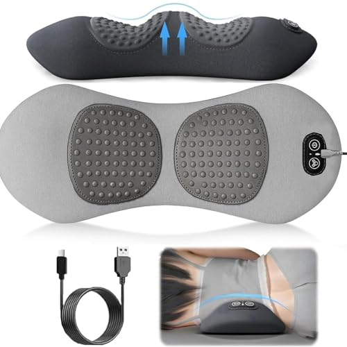 Masaje De Espalda 3 En 1,Dispositivo De Masaje De Espalda 3 En 1,Masajeador De Espalda, Con Calor, TraccióN Y VibracióN,Aliviar El Dolor De CiáTica Y Lumbar, Soporte Lumbar ErgonóMico (Gray)
