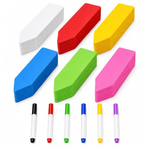 600 placas de plantas de colores (10 x 2 cm) + 6 marcadores – Placas para plantas, hierbas, resistentes a la intemperie y para exteriores, resistentes a la intemperie, para escribir y documentar el