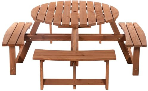 Outsunny Wooden Garden Dining Set 8 Seater with Matching Bench Brown