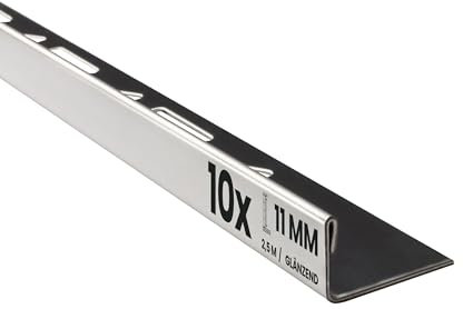10x L-Profil Edelstahlschiene Fliesenprofil Fliesenschiene Edelstahl V2A L250cm 11mm glänzend