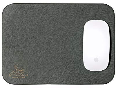 Centaur - Hochwertiges Leder Mousepad 25x18 cm Flaschengrün- Vintage Mauspad aus echtem Leder - Unterlage für Computermaus - Leather Pad - Handarbeit Made in Germany
