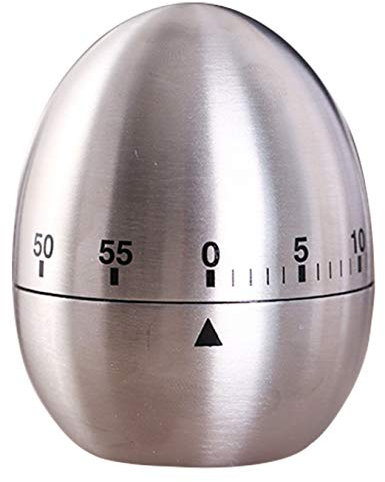 Ranvi Timer da cucina, timer rotante meccanico in acciaio inossidabile a forma di uovo, cottura in 60 minuti