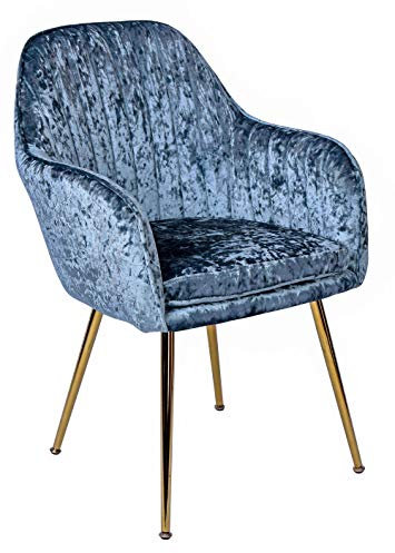 PALAZZO INT Samtstuhl Villa Bel AIR Ice mit Armlehnen & Goldbeinen 84×58 cm Esszimmerstuhl weich gepolstert schimmernder Samt Designstuhl glamouröser Wohnstuhl Vintage Sessel sna513
