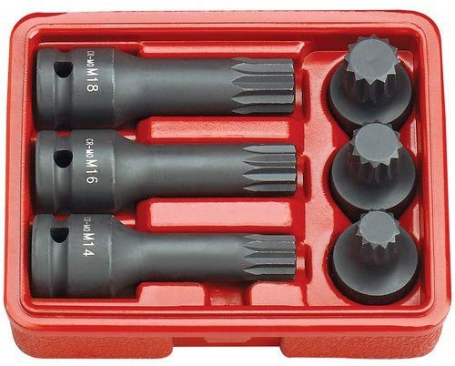 Juego 6 Puntas De Impacto SPLINE XZN 1/2, 6 Piezas. Llave de vaso XZN