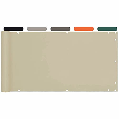 Amcerd Balkonbespannung Sichtschutz 90x400cm, Balkonverkleidung Balkonsichtschutz UV-Schutz Wetterfest mit Kupferöse, Nylon Kabelbinder und Kordel