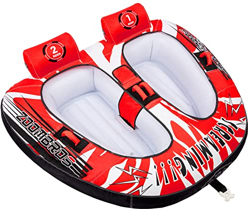 ZOOMBROS Towable Tube for Boating 2-Person, Secure Cockpit Seating for Kids & Family Safety, Heavy-Duty Water Sport Towables Large Capacity with Quick Connector, Less Drag