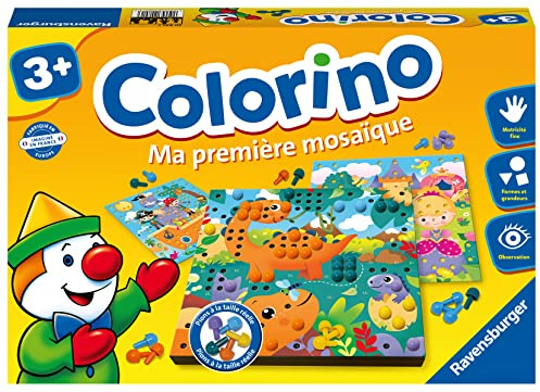 Ravensburger - Lernspiel - Colorino Mein erstes Mosaik - Spiel zum Erlernen von Farben und Manipulation - Motorik und Kreativität - Ab 3 Jahren - 20891 - Französische Version