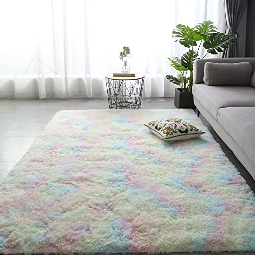 Flauschiger Kunstfell-Teppich, kleiner oder großer Teppich, weicher Teppich für Schlafzimmer, Wohnzimmer, zotteliger Plüsch-Nachttischteppich für Kinderzimmer, rutschfester Überwurf, dekorativer