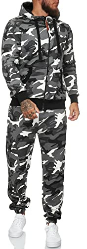 HHGKED Sweat suits men Tracksuits 2 Piece sets Athletic Jogging suits Casual Outfits Clothes for men, White Camo, Small
