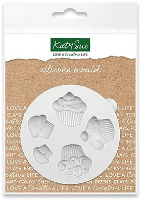Katy Sue Miniature Cupcakes Silicone Mould for Cake Decorating & Craft - Mould Size 80 x 75 x 10mm or 3.2 x 3 x 0.4 inches