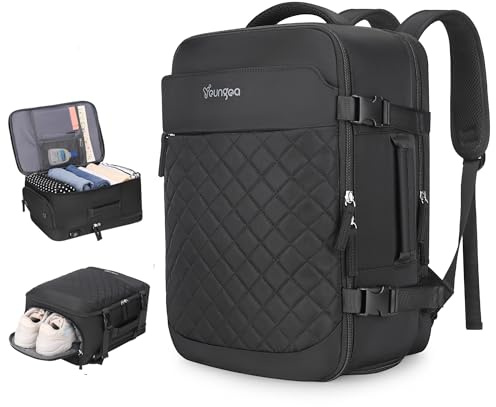 YOUNGOA Handgepäck Rucksack 40x20x25 Flugzeug für Ryanair Reiserucksack Damen Herren Kofferrucksack 20L YG079 Schwarz