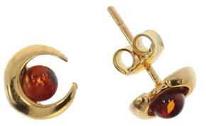 Artisana-Schmuck Boucles d'oreilles en argent sterling 925/000 plaqué or avec ambre