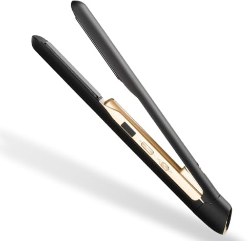 Max Pro Aurum Kabelloses Glätteisen Schwarz & Gold | Wiederaufladbar | 4 Temperaturstufen bis 220°C | LCD-Display | 30 Sek Aufheizzeit | 40 Min Laufzeit | Kabellos & ergonomisch | Für alle Haartypen