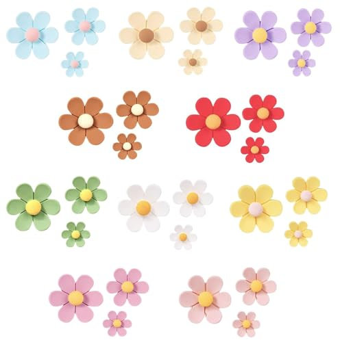 Lot de 30 aimants 3D en forme de fleurs pour réfrigérateur - Petits aimants décoratifs colorés - Fleurs mignonnes - Décoration de porte pour tableau blanc, bureau, casier, décoration de photo
