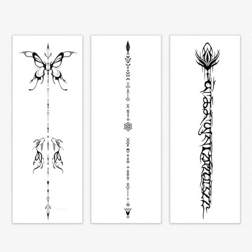 Set Mit 3 Wirbelsäulen-Kräuter-Tattoo-Aufklebern, Wasserfest, Langlebig, Semi-Permanent, Simuliertes High-End-Tattoo