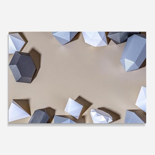 ARTHUB® Glasbild 80x120 cm, 5mm ESG | Moderne Wandbilder aus Glas für Wohnzimmer & Schlafzimmer, Wanddekoration, Wohnkultur, Abstrakte, Geometric 3d Shapes