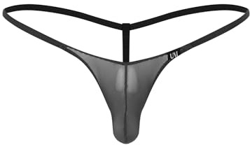 Msemis Herr string tanga mesh sexiga transparenta trosor bulge pouch låg midja underkläder stretch underkläder, svart, L