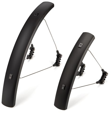 KONG MING CAR Parafanghi MTB 24-29 pollici – Parafanghi regolabili per mountain bike, costruzione in sandwich di alluminio/plastica, spoiler flessibile, montaggio rapido, protezione anti-spruzzi per