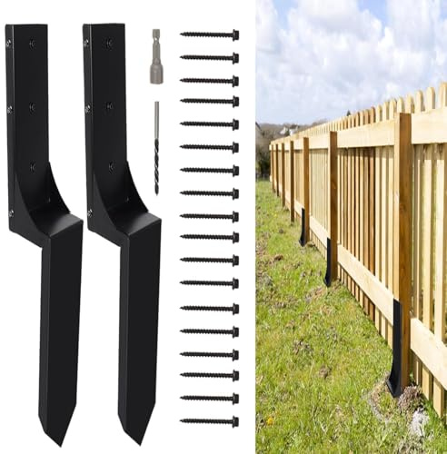 2 Pack Fence Post Repair Kit, Heavy Duty Steel for Leaning Wood Fences | Fence Repair Brackets for Broken Wood Fences, Designed to Reinforce and Support Damaged Fence Posts