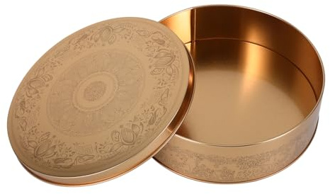 BESTOYARD Round Cake Pan Tinplate Box with Lid 6.61In Decorative Candy Box for Cookies Dessert Storage Baking Parties Weddings Birthdays