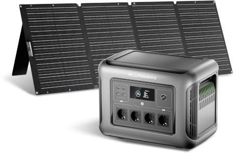 ALLPOWERS R1500 LITE Tragbare Powerstation mit 200W Solarpanel, 1056Wh LFP Batterie Backup mit 4 1600W AC Ausgäng, Generatoren mit 200W Solar Panel, Mobile Stromversorgung, Stromreserve für Camping