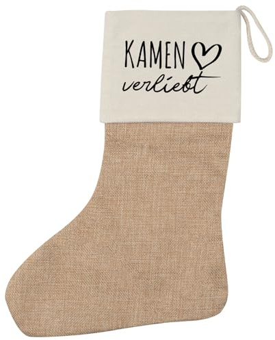 Huuraa Weihnachtsstrumpf Kamen verliebt Geschenk Beige Jute Kamen Geschenkidee