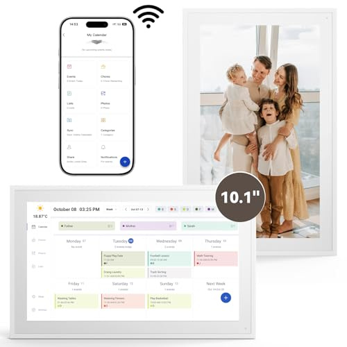 ISTOYO Digital Kalender, 10,1 Zoll Intelligenter Elektronischer Kalender | Fotos für Videofreigabe, Desktop/Touchscreen Planer, Vereinfachte Familie/Büro/Schule/Veranstaltungspläne