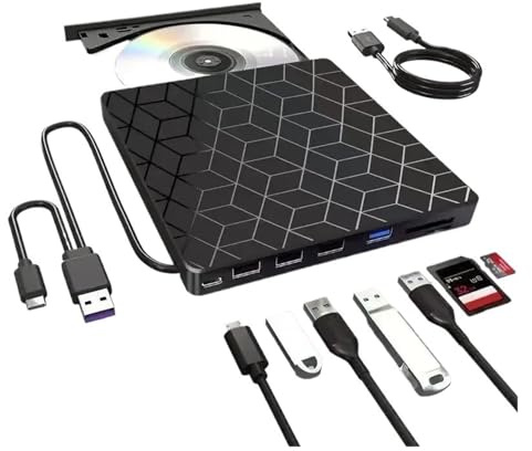 7in1 External DVD Burner Optical Drive USB3.0 Type C CD DVD Recorder Player Writer Portable Reader For Laptop Desktop Notebook