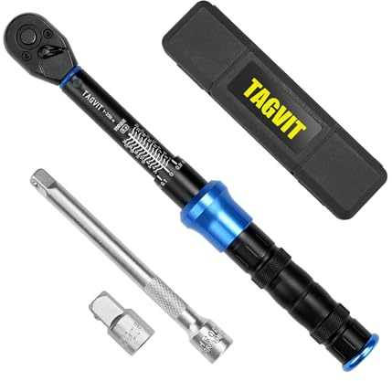 TAGVIT 1/4 Drive 3Pcs Torque Wrench 1-25Nm ±3% Precision for Bike Moto Car | Dual-range 0.7-18.45lbf-ft,72 tooth bidirectional click wrench, ±3% high precision motorcycle and vehicle
