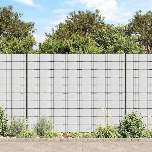 PVC Garden Privacy Screen Strips Set of 4, 35 x 0.19 m, White, UV-Resistant, Wind Protection Film for Metal Fence, Easy Installation with Clips, Durable Material for Outdoor Use