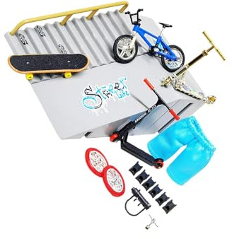 kesurpae Scooter Bike Ramp Parts Set Fingerboarding Skills mit niedlichen Mini Pants Scooter Bike Finger Skateboard Ramps Zubehör