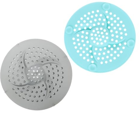 TOBBOMEY Lot de 2 Filtres D’Évier en Silicone Anti-Bouchage 2 Pièces Bouchon D’Évier Gris et Vert Pâle Compatible la Cuisine et Salle de Bain Attrape-Cheveux et Résidus Accessoires de