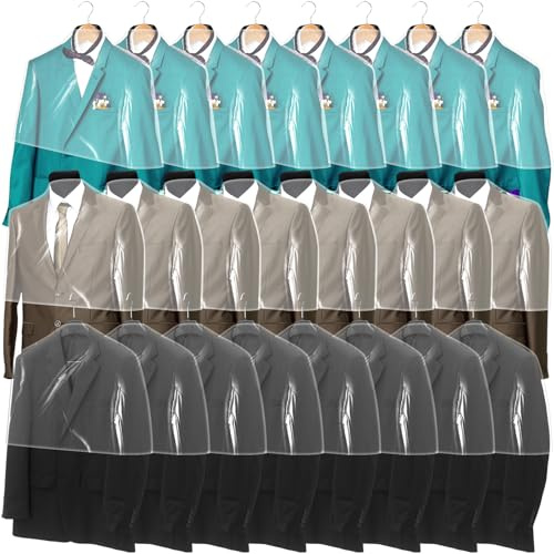 Chumia 50 Pieces Clear Shoulder Cover for Clothes Closet Bulk, Plastic Hanger Covers for Hanging Clothes Shoulder Garment Dust Cover Protectors for Men Women Suit Coats Jackets Dress (19.7'' X 15.8)