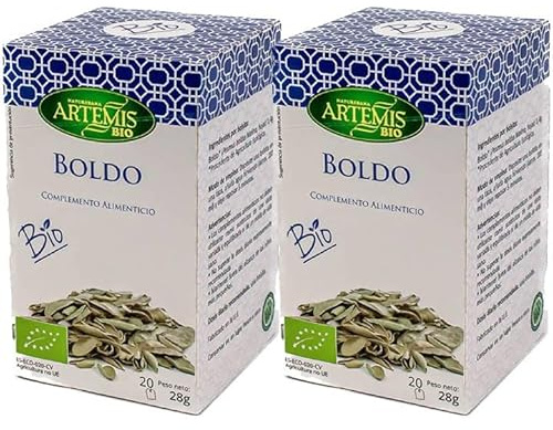 Pack 2 x Artemisbio Boldo Eco 20 filtros – Infusión ecológica en bolsitas, sabor herbal intenso y amargo, ideal para después de las comidas, fácil preparación, 40 filtros