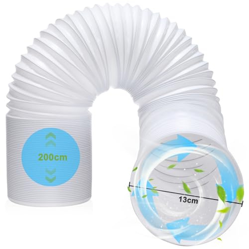 Hukermoon Manguera de Escape para Aire Acondicionado, Tubos Aire Acondicionado Portatil 2M Tubo Flexible Aire Acondicionado 13 cm de Diámetro, PP Plegable Tubo de Salida de Aire Universal (2M,130MM)