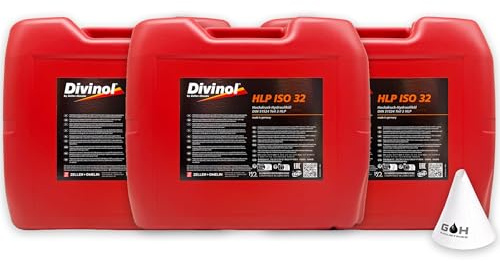 Divinol HLP 32 | 60 L | Hydrauliköl | DIN 51524-2 HLP | ISO VG 32 | (48861) | Hochdruck Hydrauliköl für Hydraulikanlagen Maschinen Industrie – Verschleißschutz Öl | mit Trichter