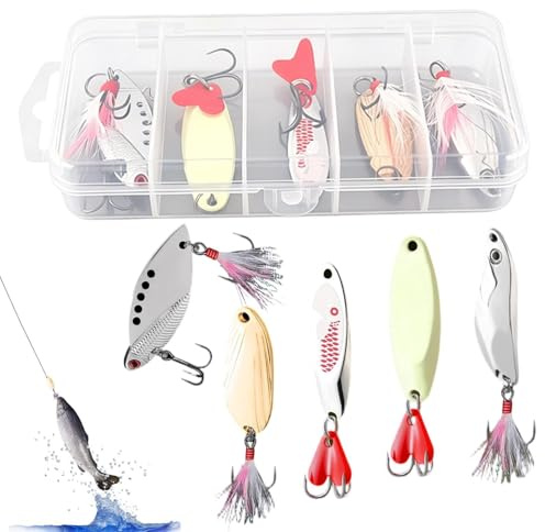 Generisk öring, fiskedrag, blinkers spoons – spinnbete med krok – skedblinkers, för strand, damm, reservoarflod, hav, sur, sjö kanal Weiher Talspärr, utomhus, fiske, fiskare och vatten