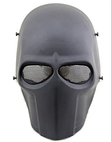 Maschera protettiva integrale, per airsoft, paintball e hockey, da usare anche per cosplay e Halloween, Black