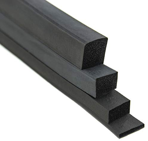 SMI-Vierkantprofil VKP10x15 10x15mm aus EPDM Moosgummi Schwarz – Dichtungsprofil als Dichtung und Ausgleich für Maschinen, Türen, Gehäuse – Moosgummistreifen, Vierkantstreifen, Dichtstreifen (10 m)