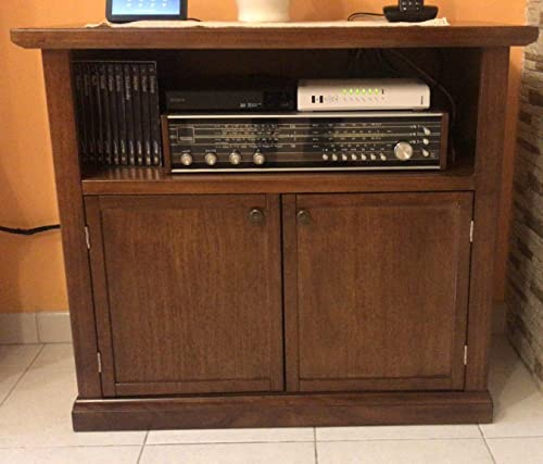 Relax und Design, Mobiler TV-Ständer, DRUCKER, HI-FI - NUSSBAUM Dunkles Holz. Abmessungen: 87x40 cm, Höhe 82 cm