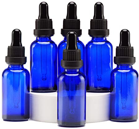 YIZHAO Pipettenflasche 30ml Blau, Apothekerflasche mit [Dropper Pipette Glas], Tinktur Flaschen für Ätherische Öl,Parfümöle,Aromatherapie,Düfte,Flüssigkeit – 6Pcs