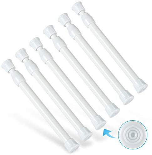 6 Stück Teleskopstange, Goowin 18-27cm Spannstange ohne bohren, rostfreie Feder, verstellbare Spannstange für Schrank, Küche, Schrank, Kleiderschrank, Bücherregal (Weiß)