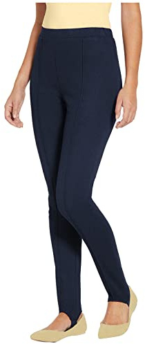 Ladies Ski Pants Womens Pull On Elasticated Stirrup Trousers Soft Stretchy Slim Skinny Leg Elastic Waist Band Comfy Fit Skinny Legging Bottoms(Navy, 20)