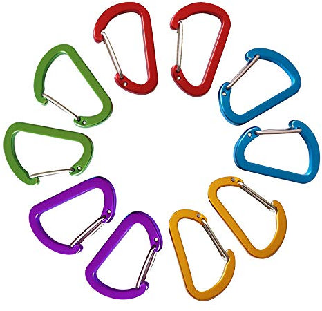 10PCS Keychain Clips Mini Carabiner - 4 cm Aluminum Durable Quick Release Auto Locking D-shape Spring Loaded Wire Gate Clip for Home, Rv, Camping, Fishing, Hiking, Traveling and Sports Outdoors