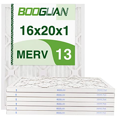 BOOGUAN Filter 16 x 20 x 1 MERV 13 luftfilter veckade HVAC ugnsfilter (6-pack)